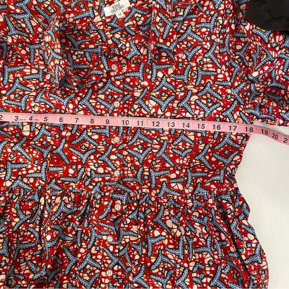 Kemi Telford || Belted Cotton Shirt Dress Shirtdress Red Medium - Picture 6 of 8